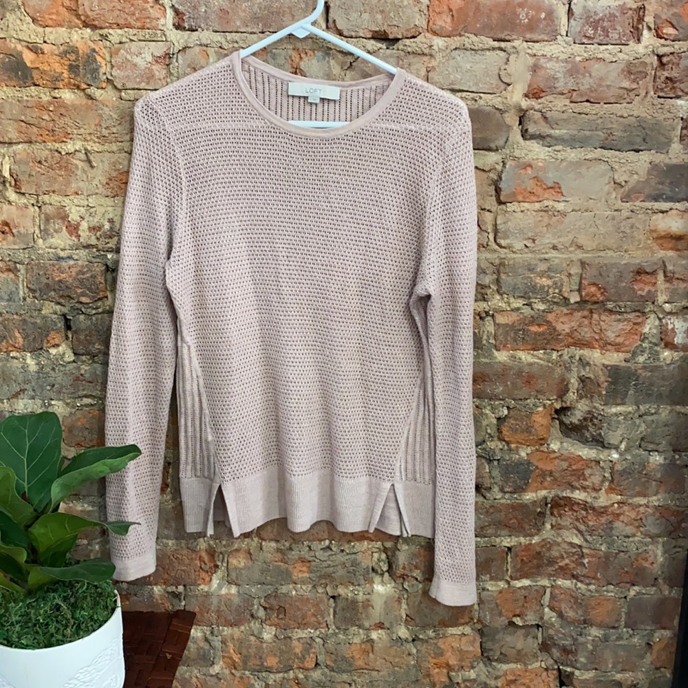 Ann Taylor LOFT Pointelle Sweater ~ Dusty Pink